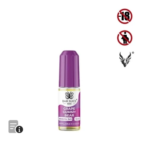 E-liquide Grape Gummy Bear Sels de Nicotine 10ml de Bar Juice 5000 E-liquide Grape Gummy Bear Sels de Nicotine 10ml de Bar Juice 5000