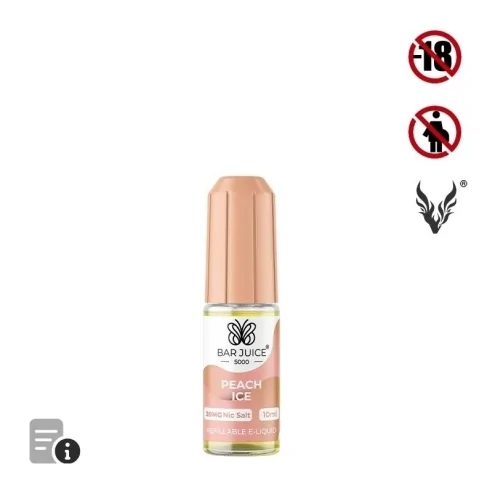 E-liquide Peach Ice Sels de Nicotine 10ml de Bar Juice 5000 E-liquide Peach Ice Sels de Nicotine 10ml de Bar Juice 5000
