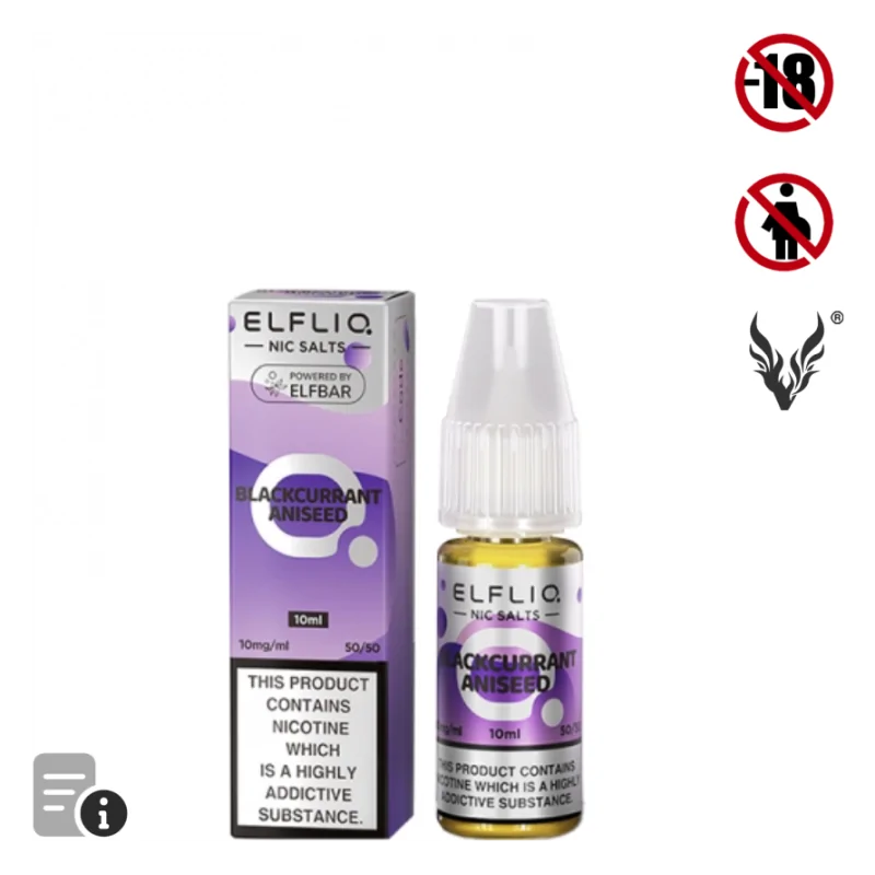 E-liquide Blackcurrant Aniseed Sels de Nicotine 10ml de ElfLiq par ElfBar