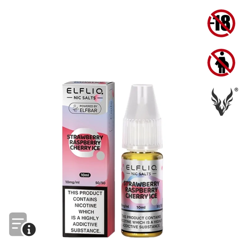 Eliquide Strawberry Raspberry Cherry Ice Sels de Nicotine 10ml de Elfliq par ElfBar