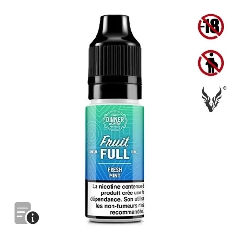 E-liquide Fresh Mint Sels de Nicotine 10ml de Dinner Lady Full Fruit E-liquide Fresh Mint Sels de Nicotine 10ml de Dinner Lady Full Fruit