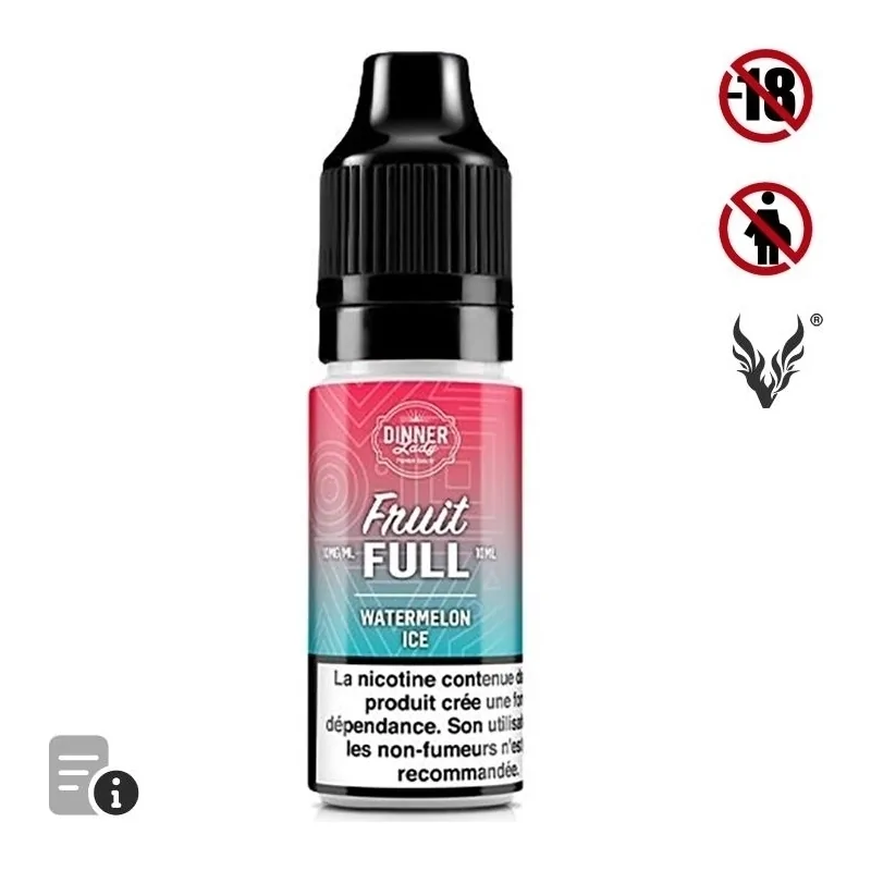 E-liquide Watermelon Ice Sels de Nicotine 10ml de Dinner Lady Full Fruit