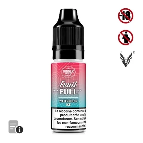 E-liquide Watermelon Ice Sels de Nicotine 10ml de Dinner Lady Full Fruit E-liquide Watermelon Ice Sels de Nicotine 10ml de Dinner Lady Full Fruit