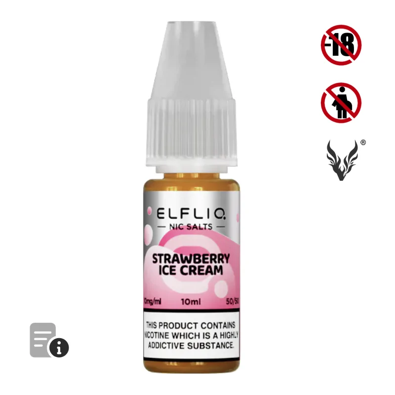Eliquide  Strawberry Ice Cream Sels de Nicotine 10ml de Elfliq par ElfBar