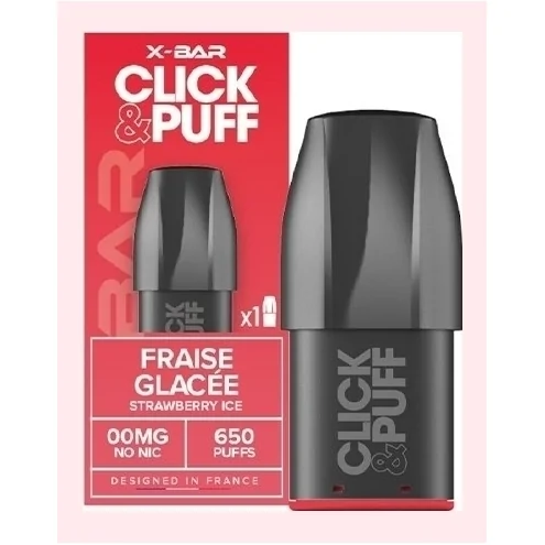 Cartouche Click & Puff Fraise Glacée de X-Bar Cartouche Click & Puff Fraise Glacée de X-Bar
