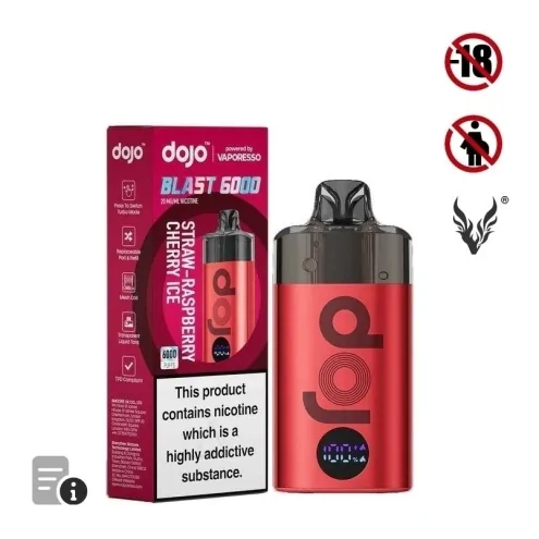 Puff Blast 6000 Straw-Raspberry Cherry Ice Dojo de Vaporesso Puff Blast 6000 Straw-Raspberry Cherry Ice Dojo de Vaporesso