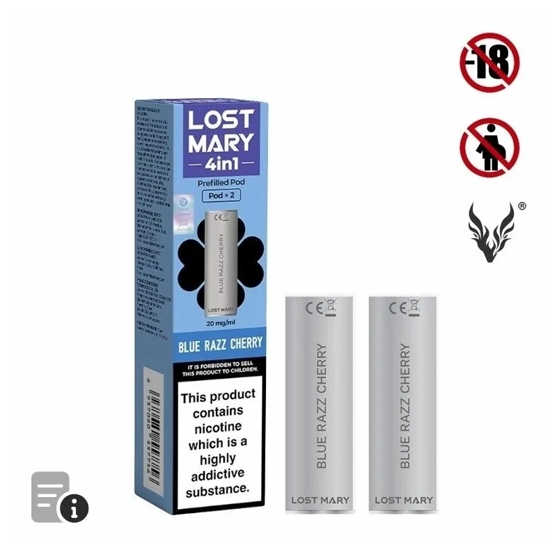 Cartouche Pré-Remplie Blue Razz Cherry 4in1 de Lost Mary