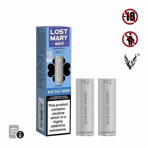 Cartouche Pré-Remplie Blue Razz Cherry 4in1 de Lost Mary Cartouche Pré-Remplie Blue Razz Cherry 4in1 de Lost Mary