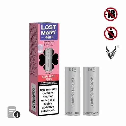 Cartouche Pré-Remplie Berry Apple Peach 4in1 de Lost Mary Cartouche Pré-Remplie Berry Apple Peach 4in1 de Lost Mary