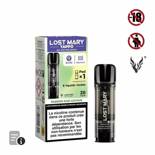 Cartouche Tappo Passion Kiwi Goyave de Lost Mary Cartouche Tappo Passion Kiwi Goyave de Lost Mary