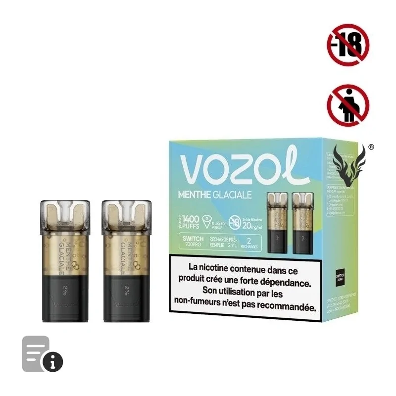 Cartouches Switch Pro Menthe Glaciale de Vozol