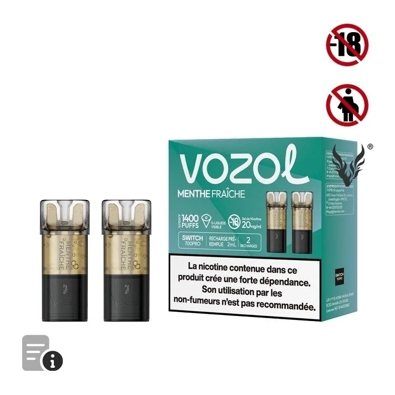 Cartouches Switch Pro Menthe fraiche de Vozol