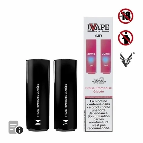 Cartouches Air Fraise Framboise Glacées de IVapeGreat Cartouches Air Fraise Framboise Glacées de IVapeGreat
