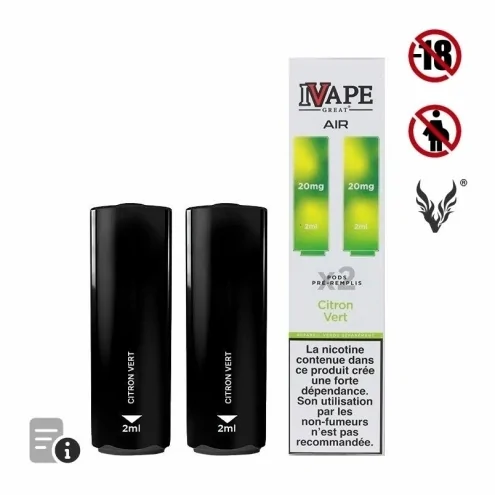 Cartouches Air Series Citron Vert de IVapeGreat Cartouches Air Series Citron Vert de IVapeGreat