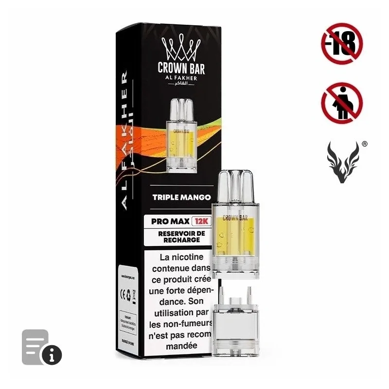 Cartouche Pré-remplie Pro Max Triple Mango de Crown Bar