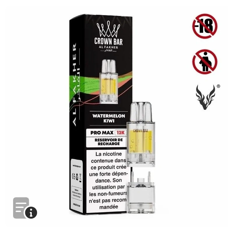 Cartouche Pré-remplie Pro Max Watermelon Kiwi de Crown Bar