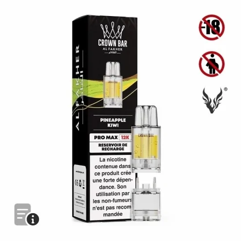 Cartouche Pré-remplie Pro Max Pineapple Kiwi de Crown Bar Cartouche Pré-remplie Pro Max Pineapple Kiwi de Crown Bar