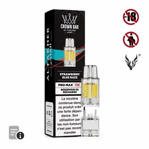 Cartouche Pré-remplie Pro Max Strawberry Blue Razz de Crown Bar Cartouche Pré-remplie Pro Max Strawberry Blue Razz de Crown Bar