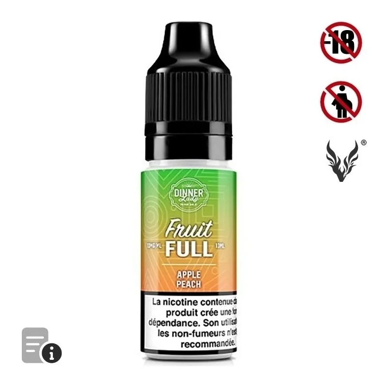E-liquide Apple Peach Sels de Nicotine 10ml de Dinner Lady Full Fruit