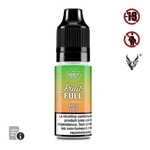 E-liquide Apple Peach Sels de Nicotine 10ml de Dinner Lady Full Fruit E-liquide Apple Peach Sels de Nicotine 10ml de Dinner Lady Full Fruit
