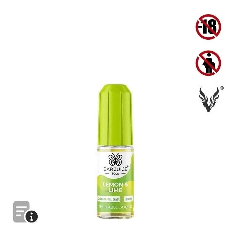 E-liquide Lemon and Lime Sels de Nicotine 10ml de Bar Juice 5000