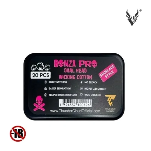 Lacets de Coton Bonza Pro Dual Head de Thunder Cloud & Vaping Bogan Lacets de Coton Bonza Pro Dual Head de Thunder Cloud & Vaping Bogan