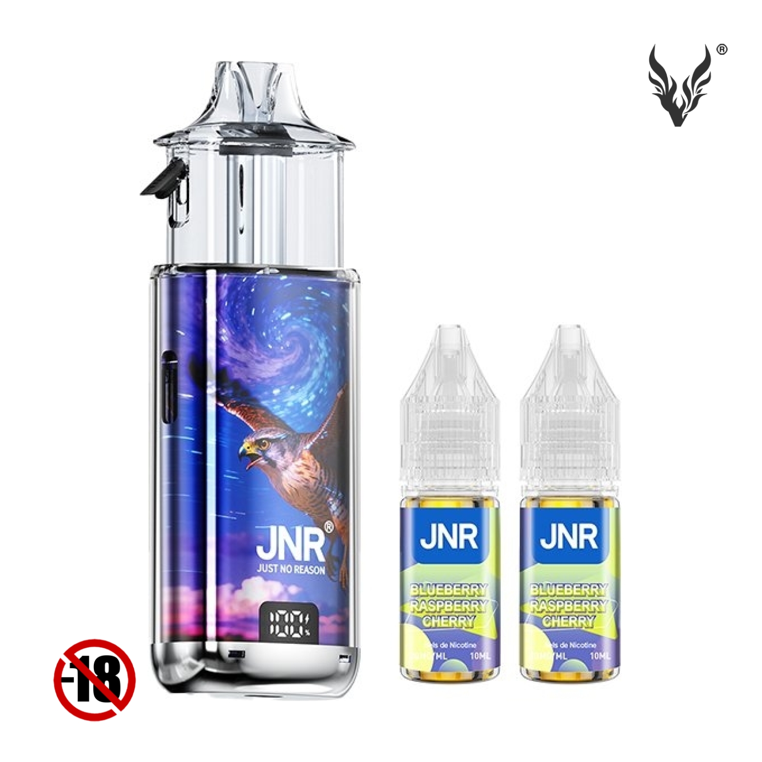 e-liquide jnr sans nicotine Puff Falcon Nexus 40k Blueberry Raspberry Cherry de JNR