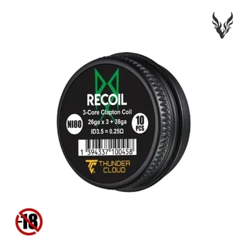 Recoil 3-Core Clapton Coils Ni80 0.25Ω de Thunder Cloud & Grimm Green