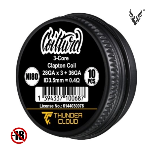 3-Core Clapton Coils Ni80 0.4Ω de Thunder Cloud x Coilturd 3-Core Clapton Coils Ni80 0.4Ω de Thunder Cloud x Coilturd