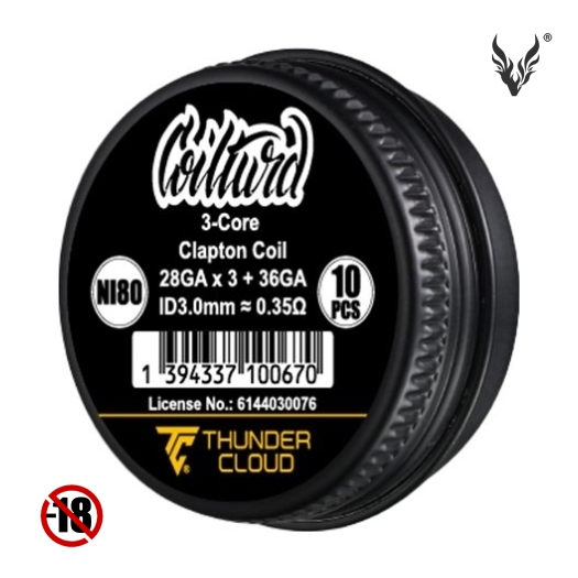3-Core Clapton Coils Ni80 0.35Ω de Thunder Cloud x Coilturd 3-Core Clapton Coils Ni80 0.35Ω de Thunder Cloud x Coilturd