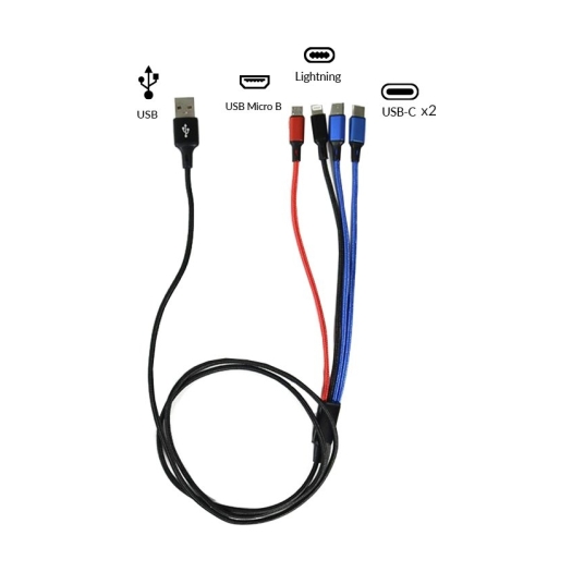 Câble USB 4-en-1: 2 Type-C / 1 Micro USB / 1 Lightning Câble USB 4-en-1: 2 Type-C / 1 Micro USB / 1 Lightning